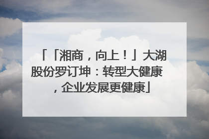 「湘商，向上！」大湖股份罗订坤：转型大健康，企业发展更健康