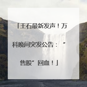王石最新发声！万科晚间突发公告：“售股”回血！
