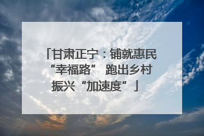 甘肃正宁：铺就惠民“幸福路” 跑出乡村振兴“加速度”