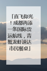 直飞仰光！成都再添一条国际货运航线，青蟹龙虾速达市民餐桌