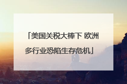 美国关税大棒下 欧洲多行业恐陷生存危机