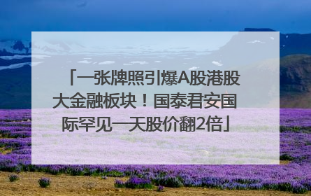 一张牌照引爆A股港股大金融板块！国泰君安国际罕见一天股价翻2倍