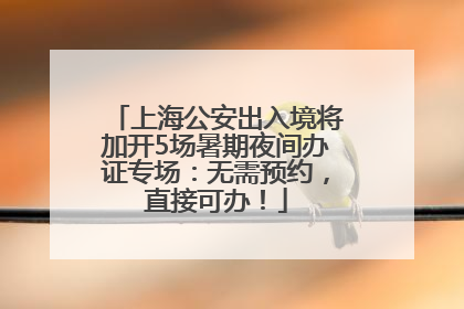上海公安出入境将加开5场暑期夜间办证专场：无需预约，直接可办！