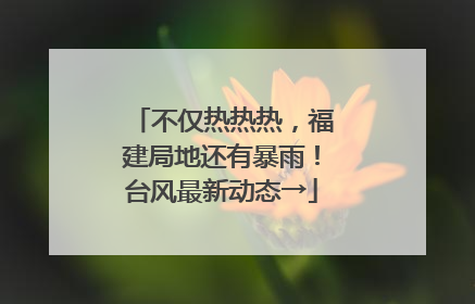 不仅热热热，福建局地还有暴雨！台风最新动态→