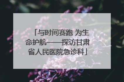 与时间赛跑 为生命护航——探访甘肃省人民医院急诊科