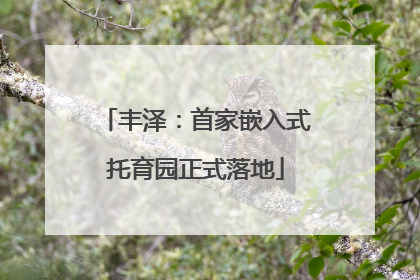 丰泽：首家嵌入式托育园正式落地