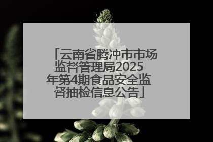 云南省腾冲市市场监督管理局2025年第4期食品安全监督抽检信息公告
