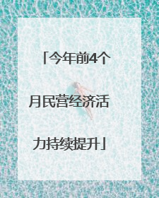 今年前4个月民营经济活力持续提升