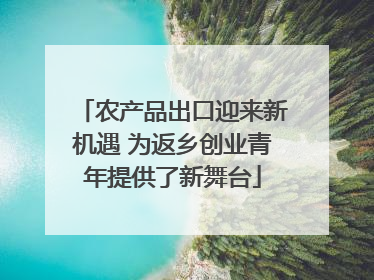 农产品出口迎来新机遇 为返乡创业青年提供了新舞台