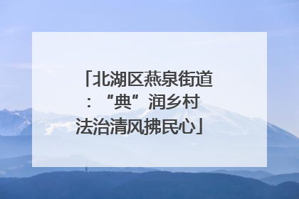 北湖区燕泉街道：“典”润乡村 法治清风拂民心