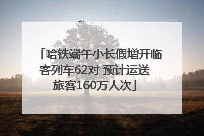 哈铁端午小长假增开临客列车62对 预计运送旅客160万人次