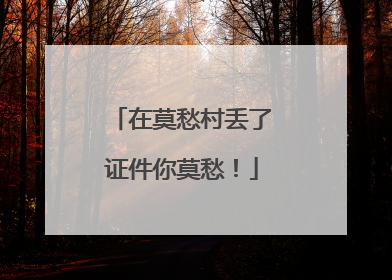 在莫愁村丢了证件你莫愁！
