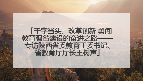 干字当头、改革创新 勇闯教育强省建设的奋进之路——专访陕西省委教育工委书记、省教育厅厅长王树声