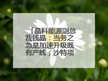 晶科能源副总裁钱晶：当务之急是加速升级既有产线，沙特项目正推进中