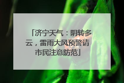 济宁天气：阴转多云，雷雨大风预警请市民注意防范