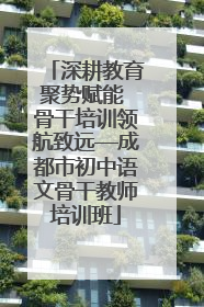 深耕教育聚势赋能 骨干培训领航致远—成都市初中语文骨干教师培训班