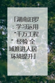 湖南汨罗：学习运用“千万工程”经验 全域推进人居环境提升