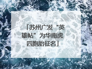 苏州广发“英雄帖”为华南虎四胞胎征名
