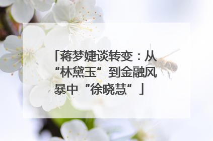 蒋梦婕谈转变：从“林黛玉”到金融风暴中“徐晓慧”