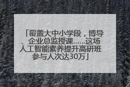 覆盖大中小学段，博导、企业总监授课……这场人工智能素养提升高研班参与人次达30万