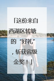 这份来自西湖区转塘的“好礼”，斩获省级金奖！