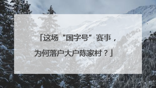 这场“国字号”赛事，为何落户大户陈家村？