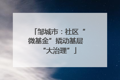 邹城市：社区“微基金”撬动基层“大治理”