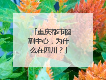 重庆都市圈副中心，为什么在四川？