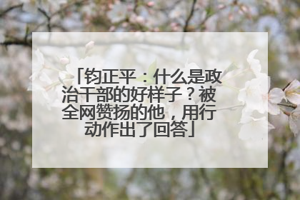 钧正平：什么是政治干部的好样子？被全网赞扬的他，用行动作出了回答