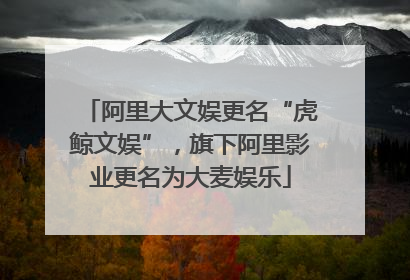阿里大文娱更名“虎鲸文娱”，旗下阿里影业更名为大麦娱乐