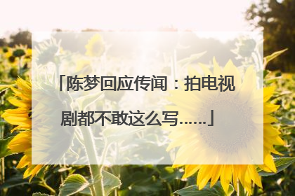 陈梦回应传闻：拍电视剧都不敢这么写……