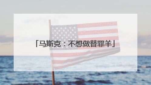 马斯克：不想做替罪羊