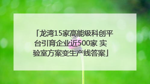 龙湾15家高能级科创平台引育企业近500家 实验室方案变生产线答案