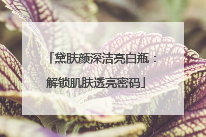 黛肤颜深洁亮白瓶：解锁肌肤透亮密码