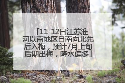 11-12日江苏淮河以南地区自南向北先后入梅，预计7月上旬后期出梅，降水偏多